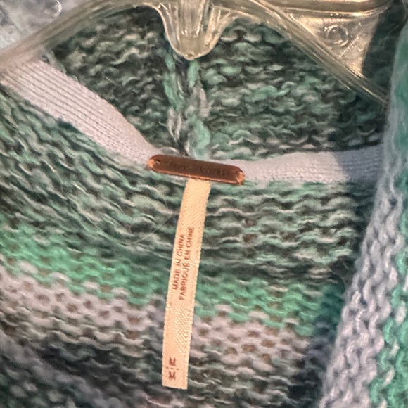 Free People Teal and Gray Cowl Neck Sweater - Picture 3 of 4